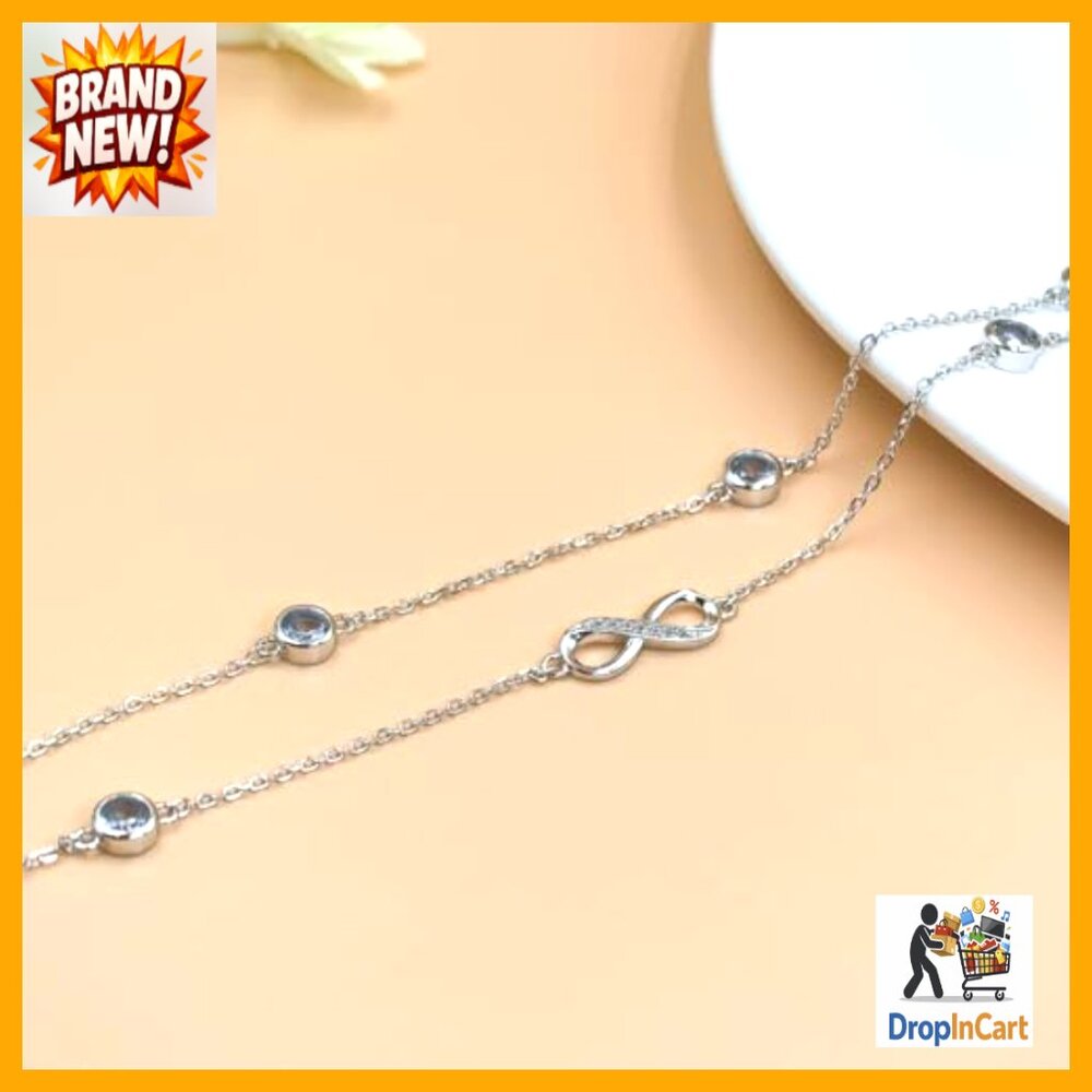 Sterling Silver Adjustable Anklet Infinity Births… - image 4